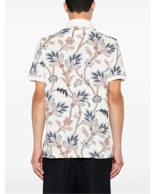 Etro Gray Floral Paisley Polo Shirt for men