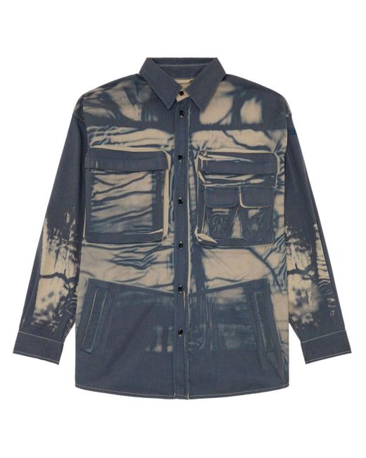 DIESEL Gray Cargo Shirt With Creased Print for men