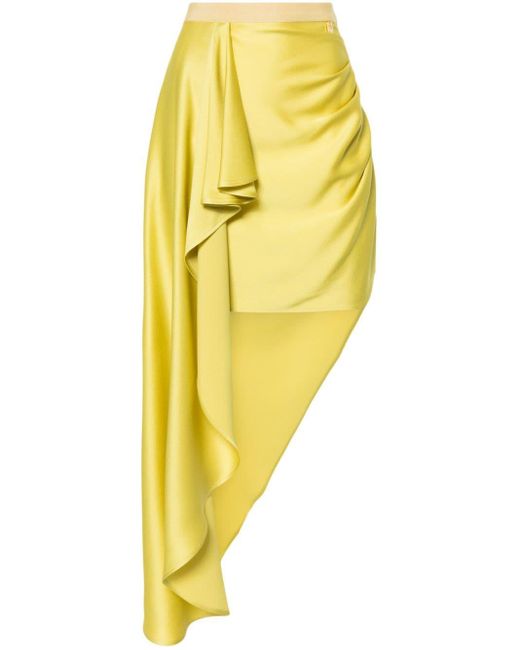 Elisabetta Franchi Yellow Draped Crepe Miniskirt