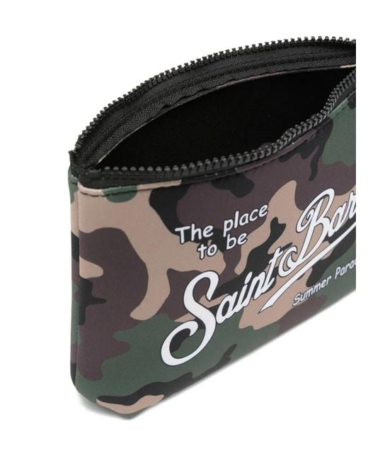 Mc2 Saint Barth Black Aline Camouflage Zip Clutch Bag