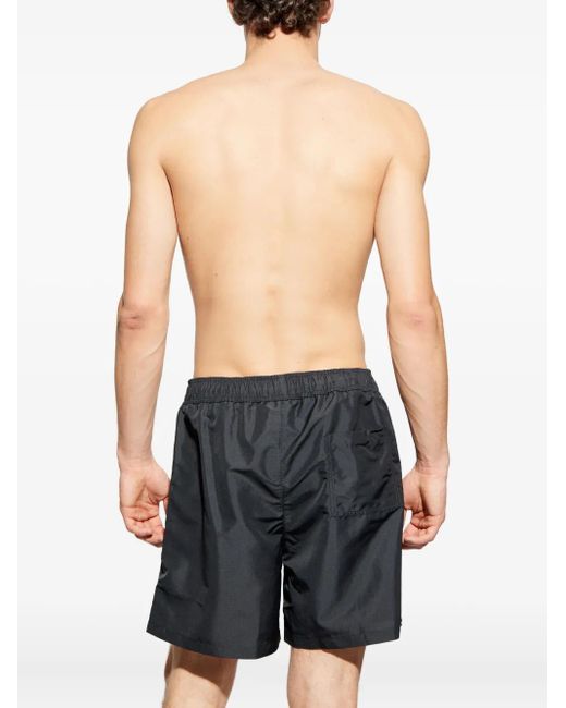 Versace Gray Drawstring Logo-Print Swim Shorts for men
