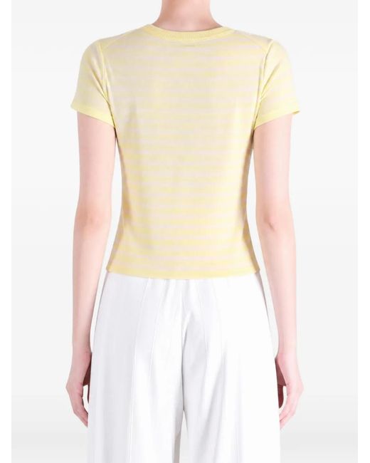 Auralee Yellow Striped Cotton T-Shirt
