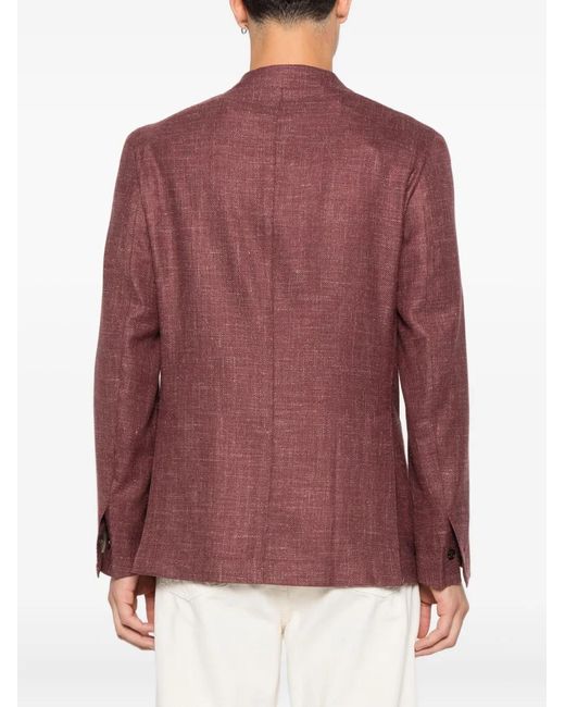 Eleventy Purple Single-breasted Patch-pocket Blazer for men