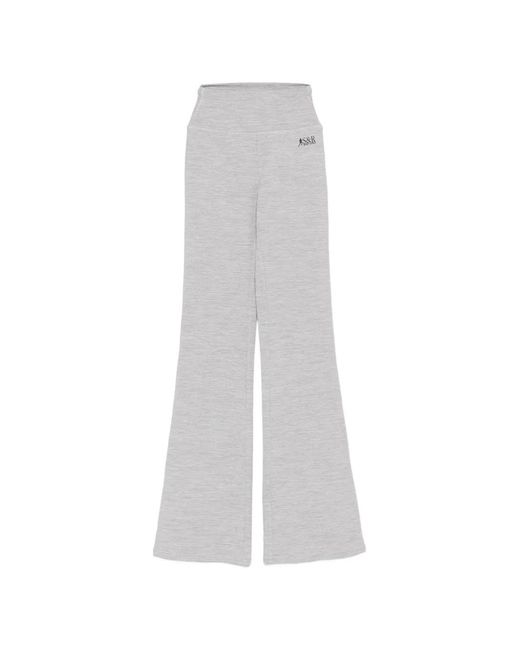 Sporty & Rich White Logo-Print Flared Leggings