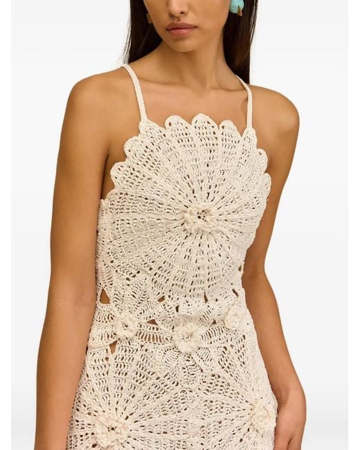Cult Gaia White Samelia Crochet-Knit Scalloped-Edge Mini Dress