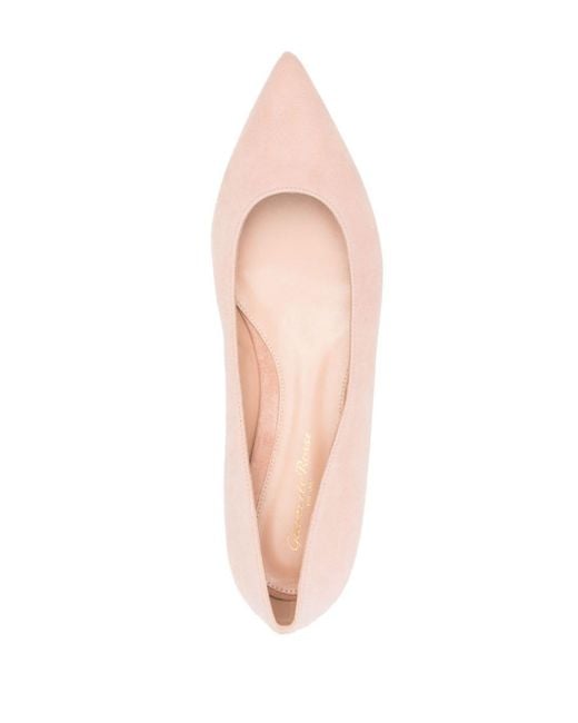 Gianvito Rossi Pink Suede Pointed-toe Ballerina Shoes