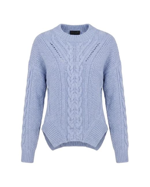 Dondup Blue Cable-Knit Crew-Neck Sweater