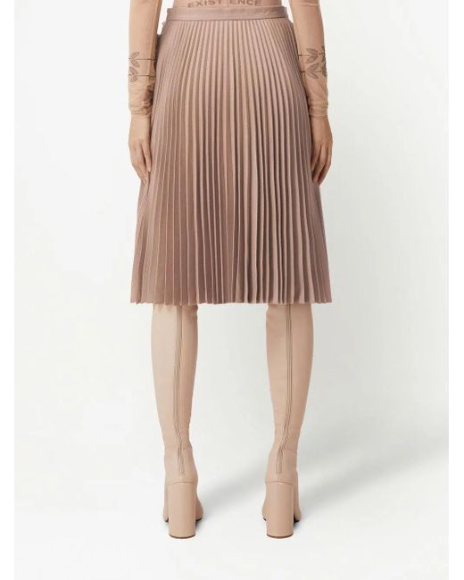 Burberry Natural Pleated Panelled Kilt