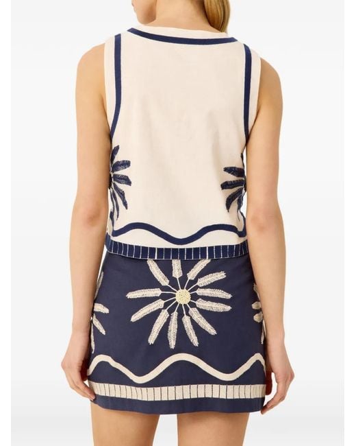 Marie Oliver Blue Orlee Embroidered Cotton Skirt
