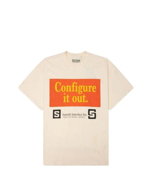 Satoshi Nakamoto White Print-Detail Round-Neck T-Shirt for men