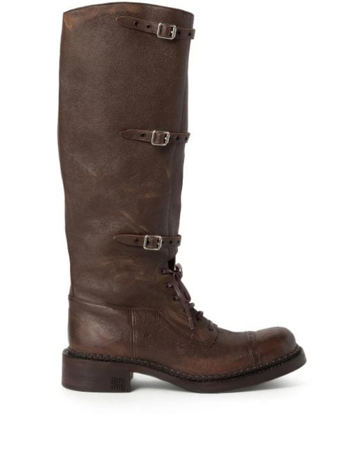 Miu Miu Brown Leather Knee-High Boots
