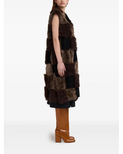 Marni Black Patchwork Faux Fur Gilet