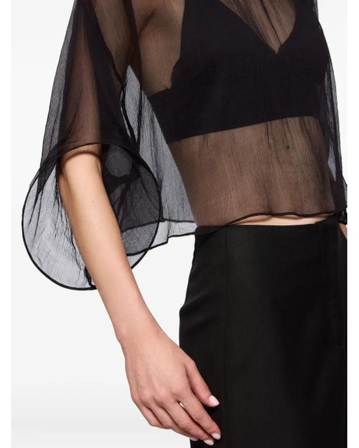 Atu Body Couture ラッフル シルクブラウス Black