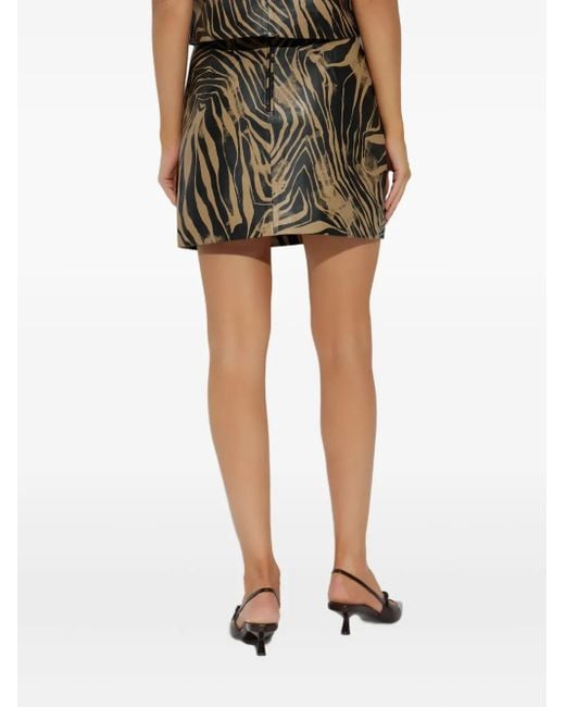 Munthe Brown Lipper Zebra-Print Leather Skirt