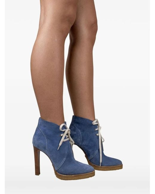 Ralph Lauren Blue Jaylen Laced Suede Boots