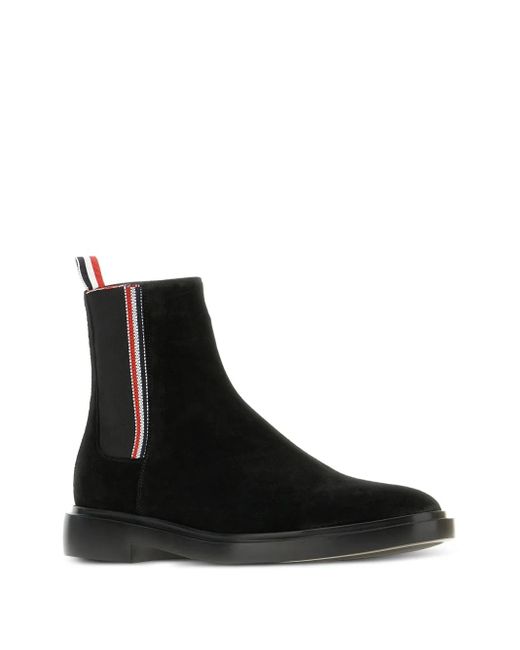 Thom Browne Black Calf Suede Rubber Sole Rwb Chelsea Boots for men