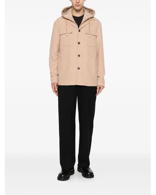 Eleventy Natural Hooded Button-Up Jacket for men