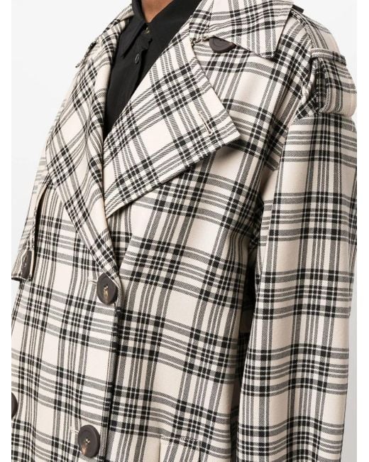 Sportmax Gray Check-Pattern Belted Coat