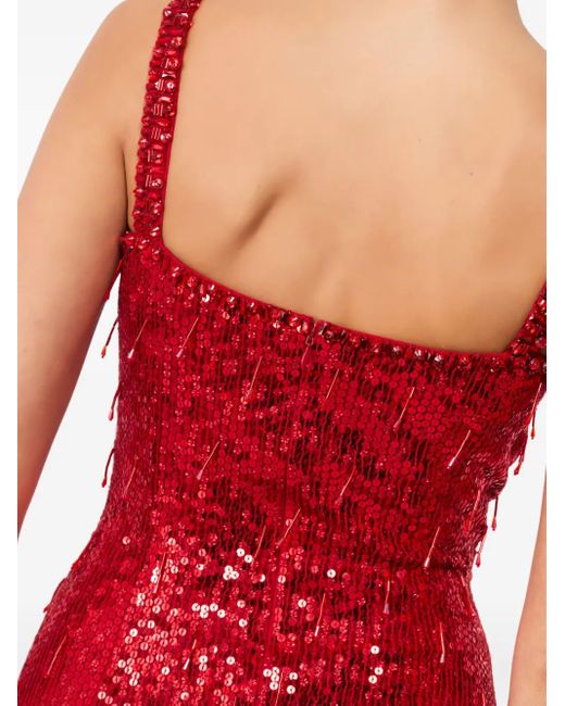 Jenny Packham Red Tina Sequin Fringe Mini Dress