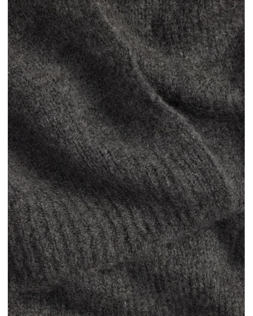 Ralph Lauren Black Rib-Detailed Scarf