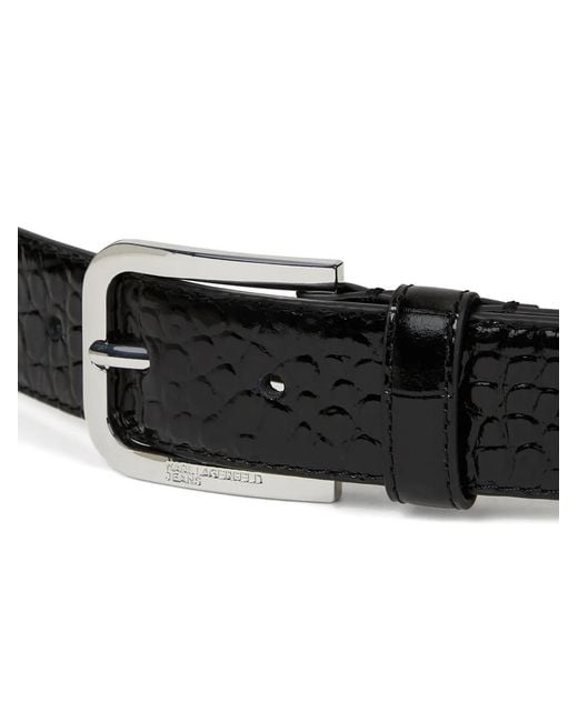 Karl Lagerfeld Black Croc-Effect Leather Belt