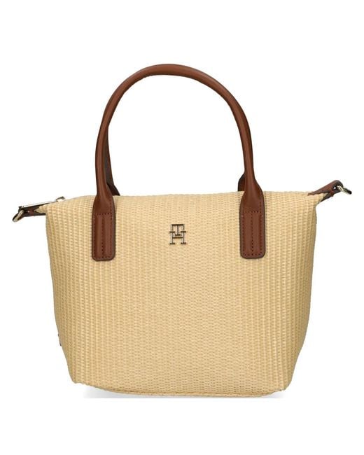 Tommy Hilfiger Natural Woven Top-Handle Tote Bag
