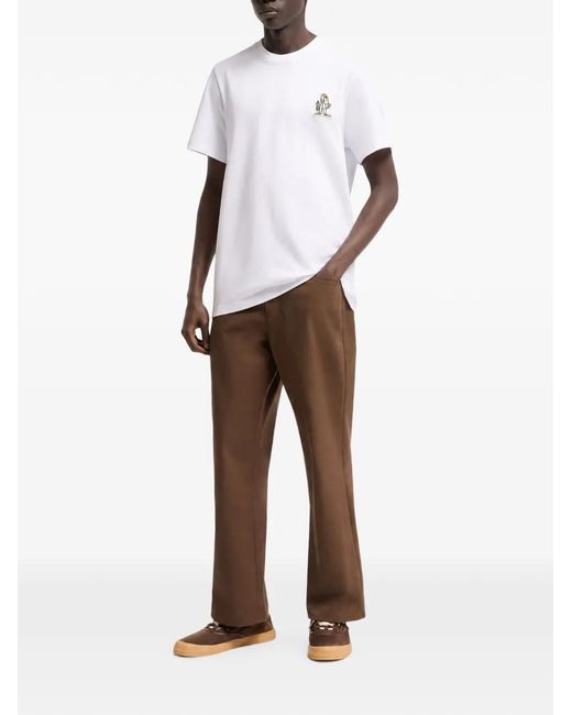 Moncler White Logo-Patch T-Shirt for men