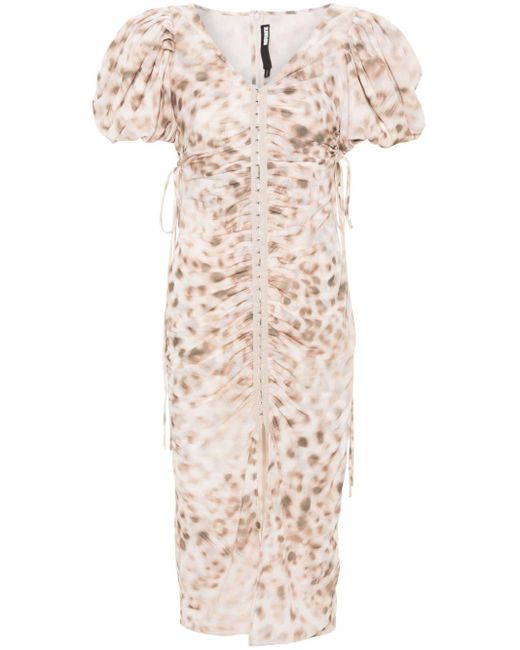 ROTATE BIRGER CHRISTENSEN Natural Leopard-print Midi Dress