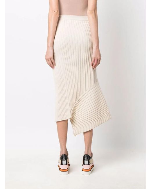 Stella McCartney White Asymmetric Ribbed-Knit Wrap Skirt