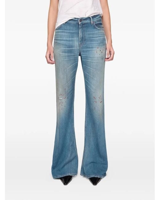 Acne Blue Flared Patch Trousers