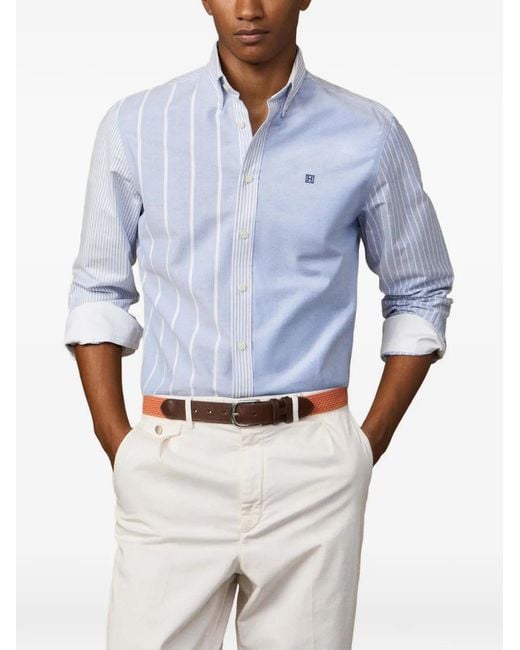Hackett Blue Heritage Patchwork Oxford Buttoned Shirt for men