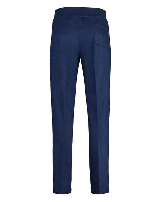 Moorer Blue Leather-Insert Wool Trousers for men