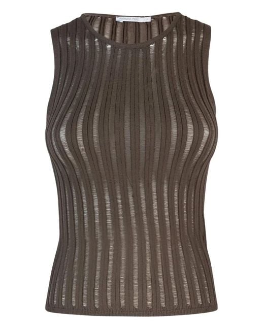 Top Smanicato A Coste di Patrizia Pepe in Brown