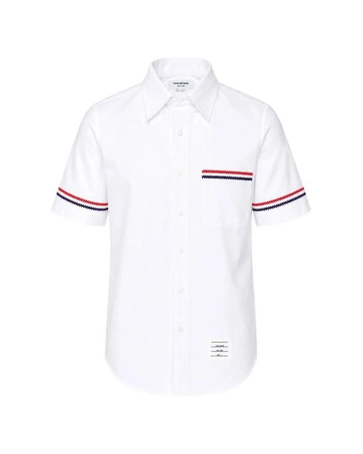 Thom Browne White Rwb-Stripe Short-Sleeve Shirt for men