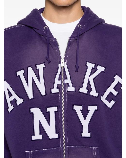AWAKE NY メンズ パープル ジップアップ パーカー
