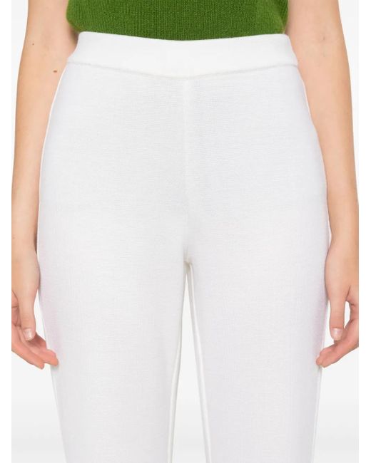 Charlott White Knitted Wool Flared Trousers