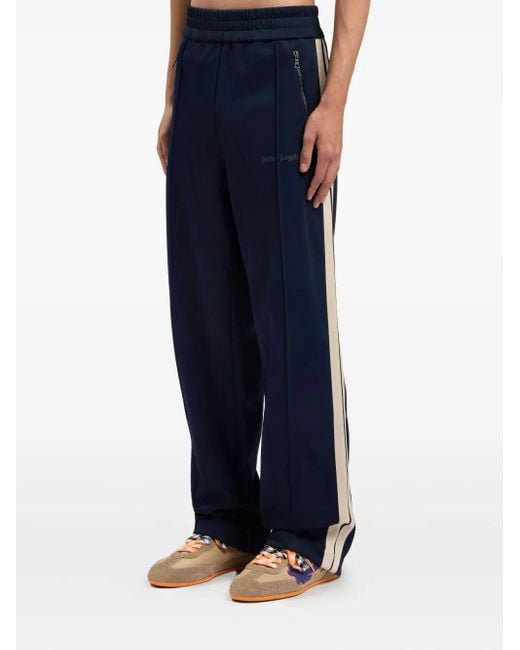 Palm Angels Blue Logo Zip Classic Track Pants for men