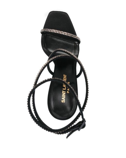 Saint Laurent Black Opyum 120Mm Ysl Heel Sandals