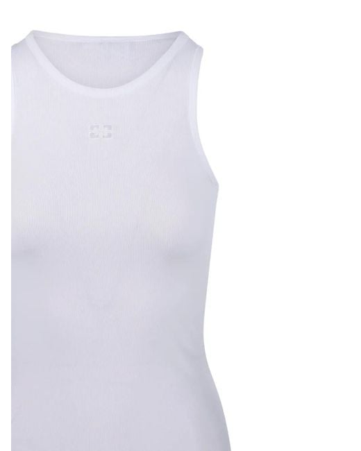Ganni Geribbelde Top in het White