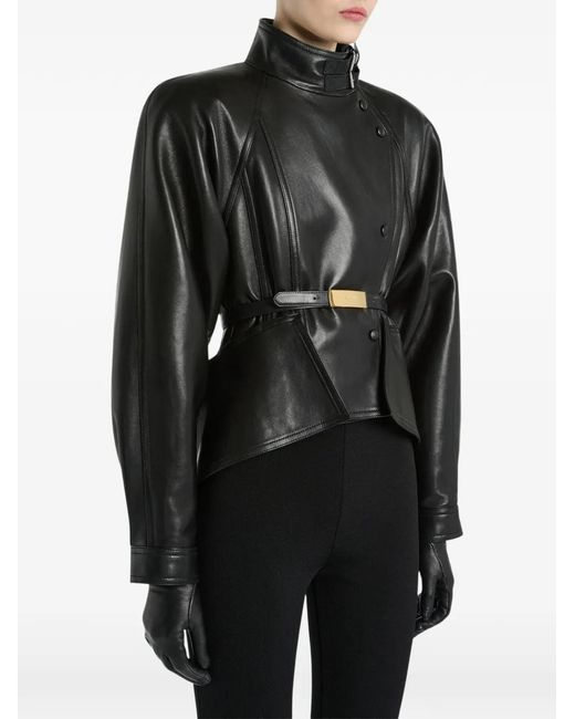 Balmain Black Lambskin Peplum Jacket