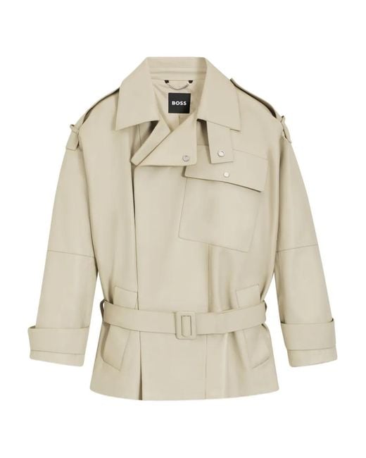 Gabardina Corta Holgada Boss de color Natural