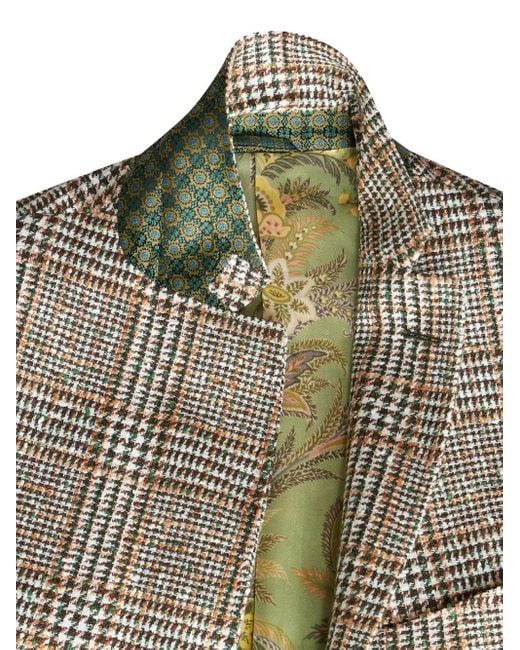 Etro Green Checked Houndstooth Blazer for men