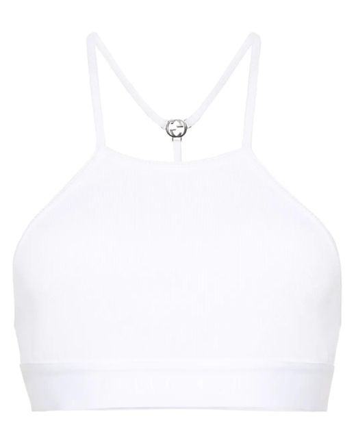 Gucci Women's White Logo-Plaque Jersey Crop Top