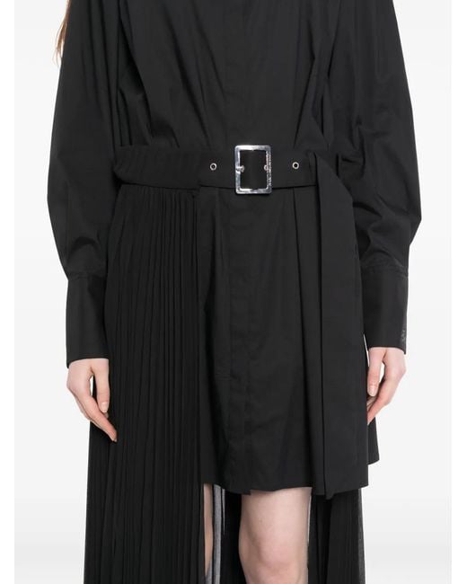 Karl Lagerfeld Black Robe-Chemise À Design Plissé