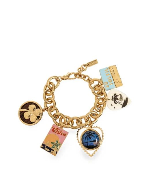 Chloé Metallic Postcards Charm-Detail Bracelet
