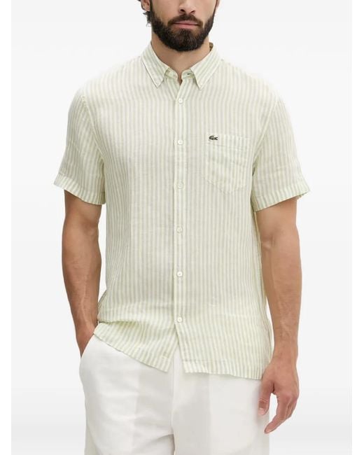 Lacoste Gestreepte Overhemd in het White voor heren