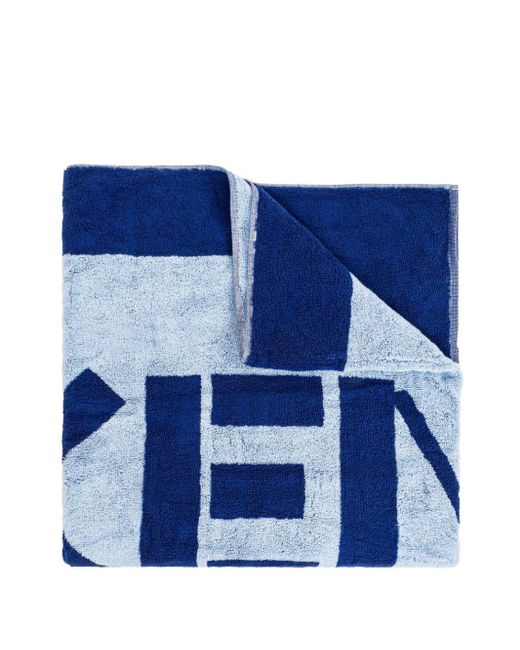KENZO Blue Frottee-Badetuch mit Logo-Intarsie
