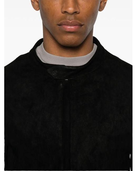 Giorgio Brato Black Zip-Up Suede Biker Jacket for men