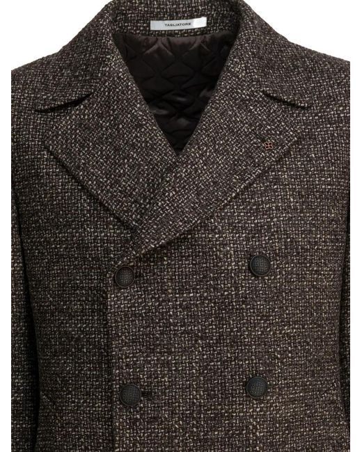 Tagliatore Gray Double-Breasted Coat for men