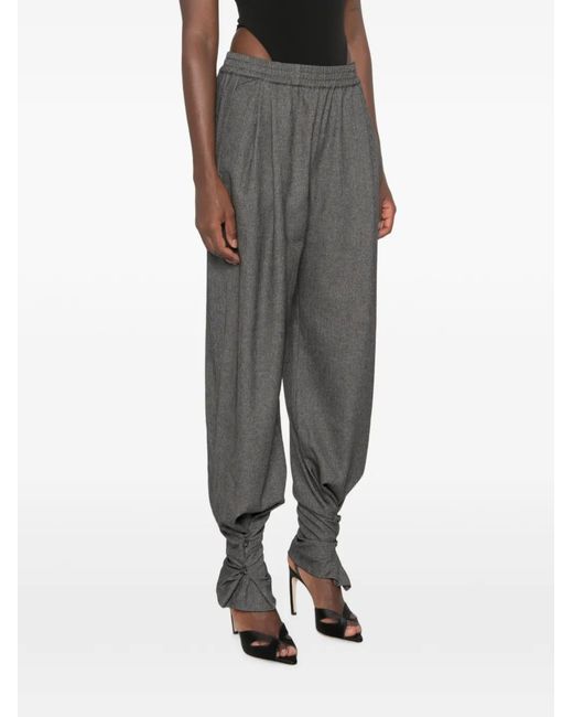ANDAMANE Gray Buttoned-Cuff Elasticated-Waist Trousers